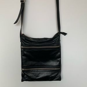 BE Black Leather Cross Body Bag